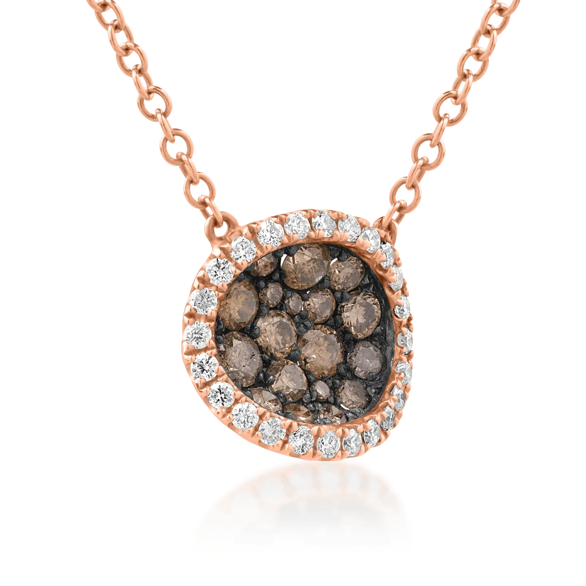 18K rose gold pendant chain with 0.4ct brown diamond and 0.15ct white diamond