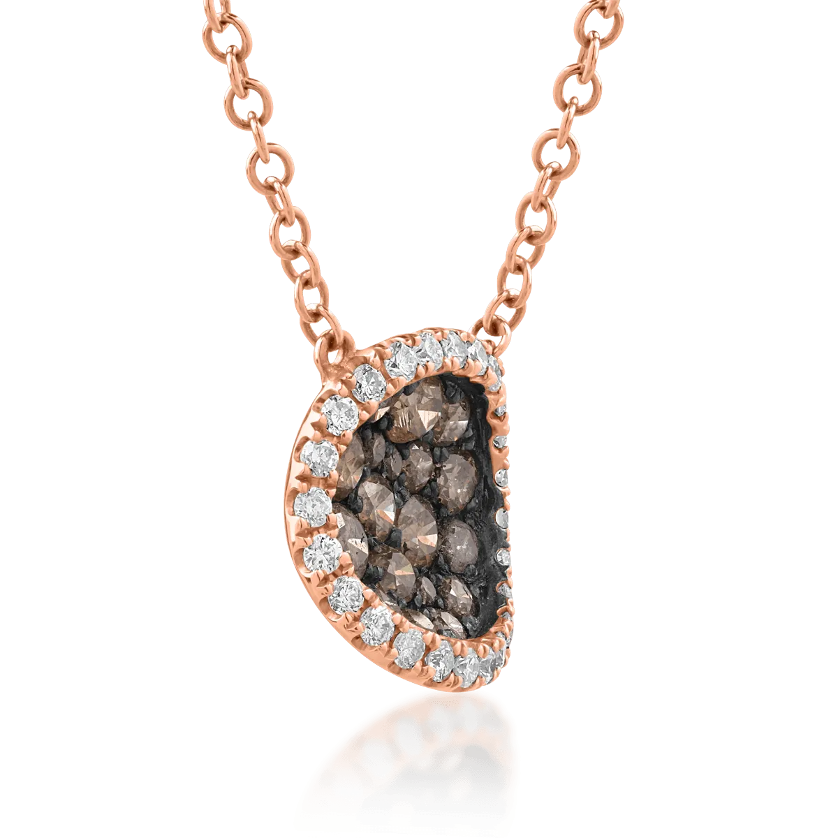 18K rose gold pendant chain with 0.4ct brown diamond and 0.15ct white diamond