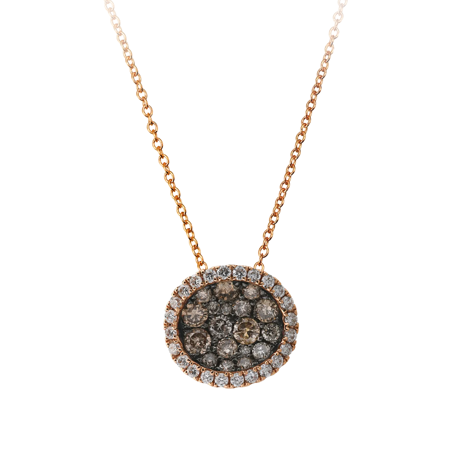 18K rose gold pendant chain with 0.4ct brown diamond and 0.15ct white diamond