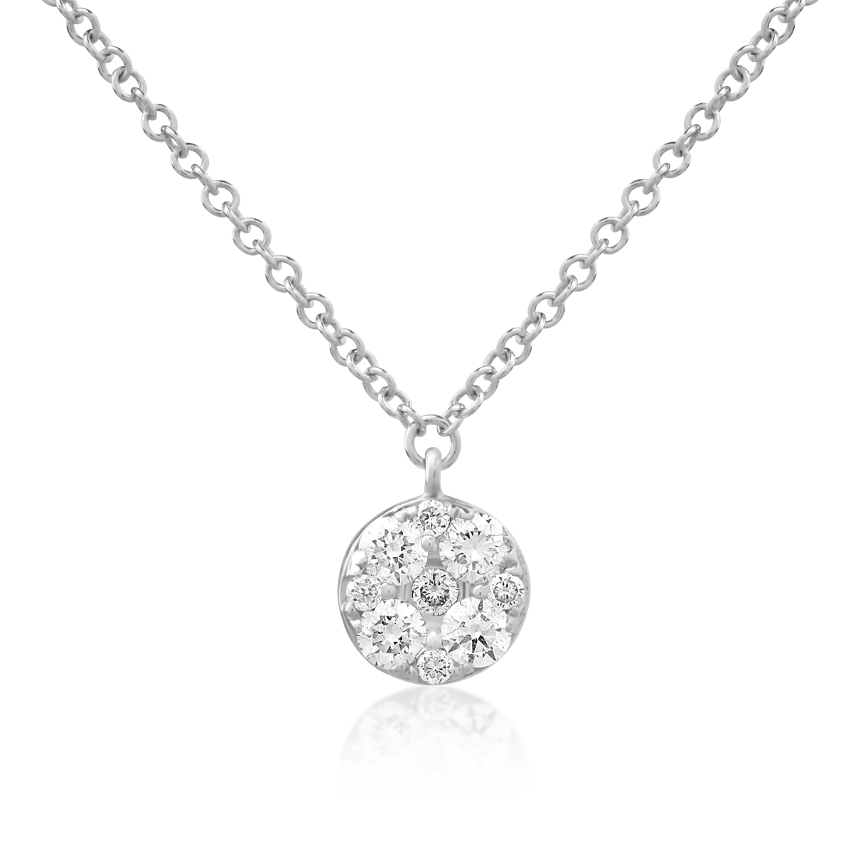 Lant cu pandantiv din aur alb de 14K cu diamante de 0.23ct-117133