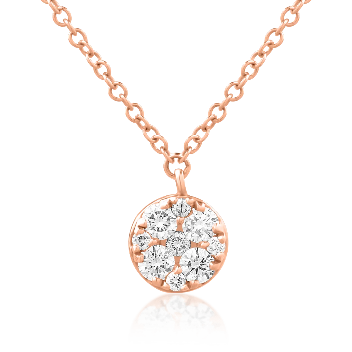 Lant cu pandantiv din aur roz de 14K cu diamante de 0.23ct-117134