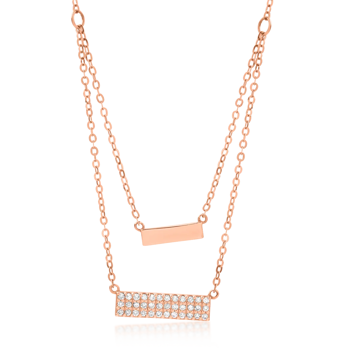 Colier cu placute din aur roz de 18K cu diamante de 0.198ct