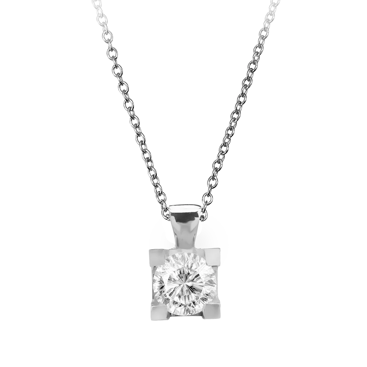 18K fehérarany medál nyaklánc 0.4ct gyémánttal