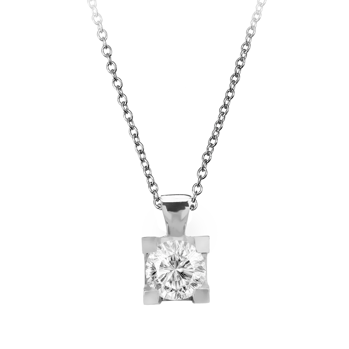 Lant cu pandantiv din aur alb cu diamant de 0.4ct