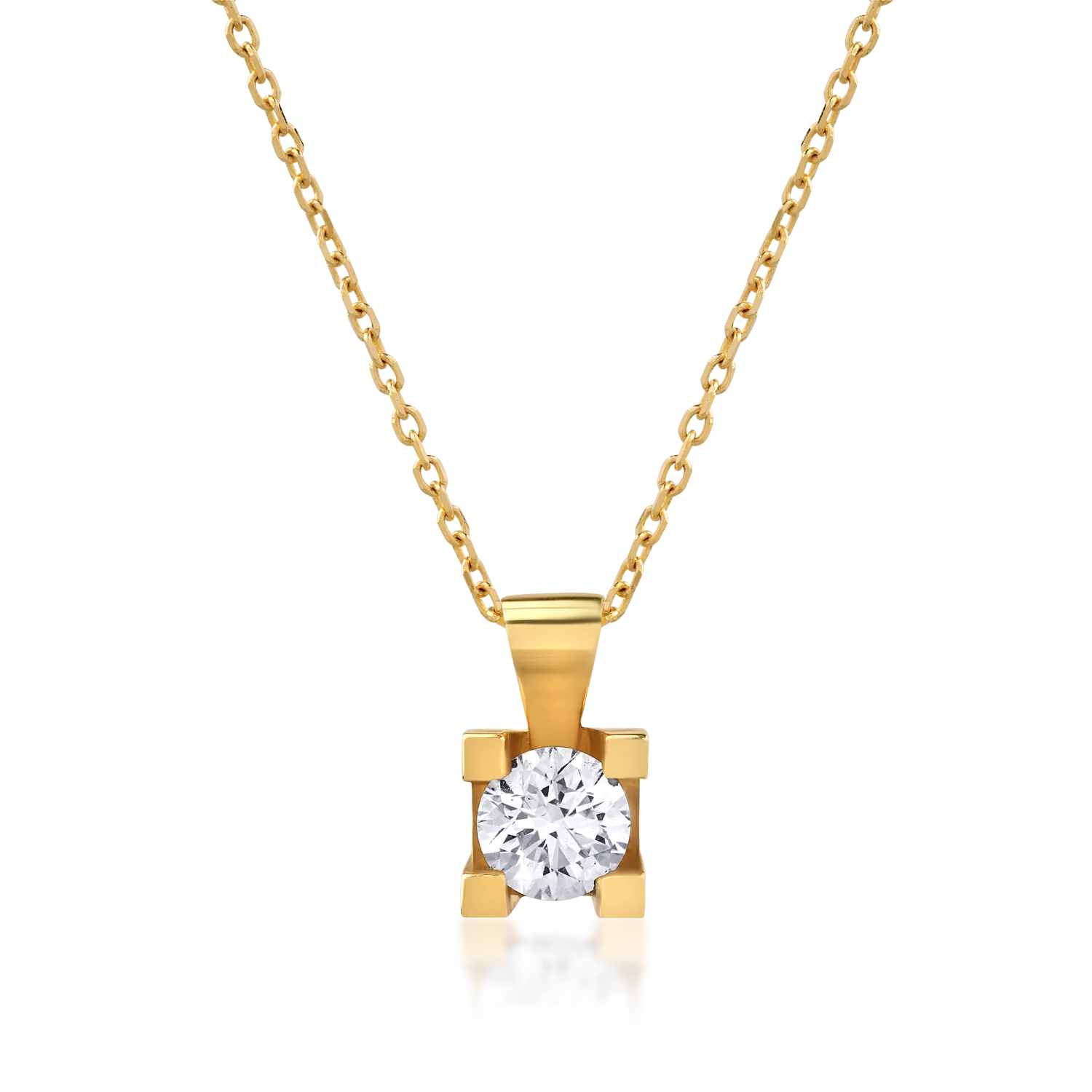 Teilor Lant cu pandantiv din aur galben cu diamant de 0.38ct