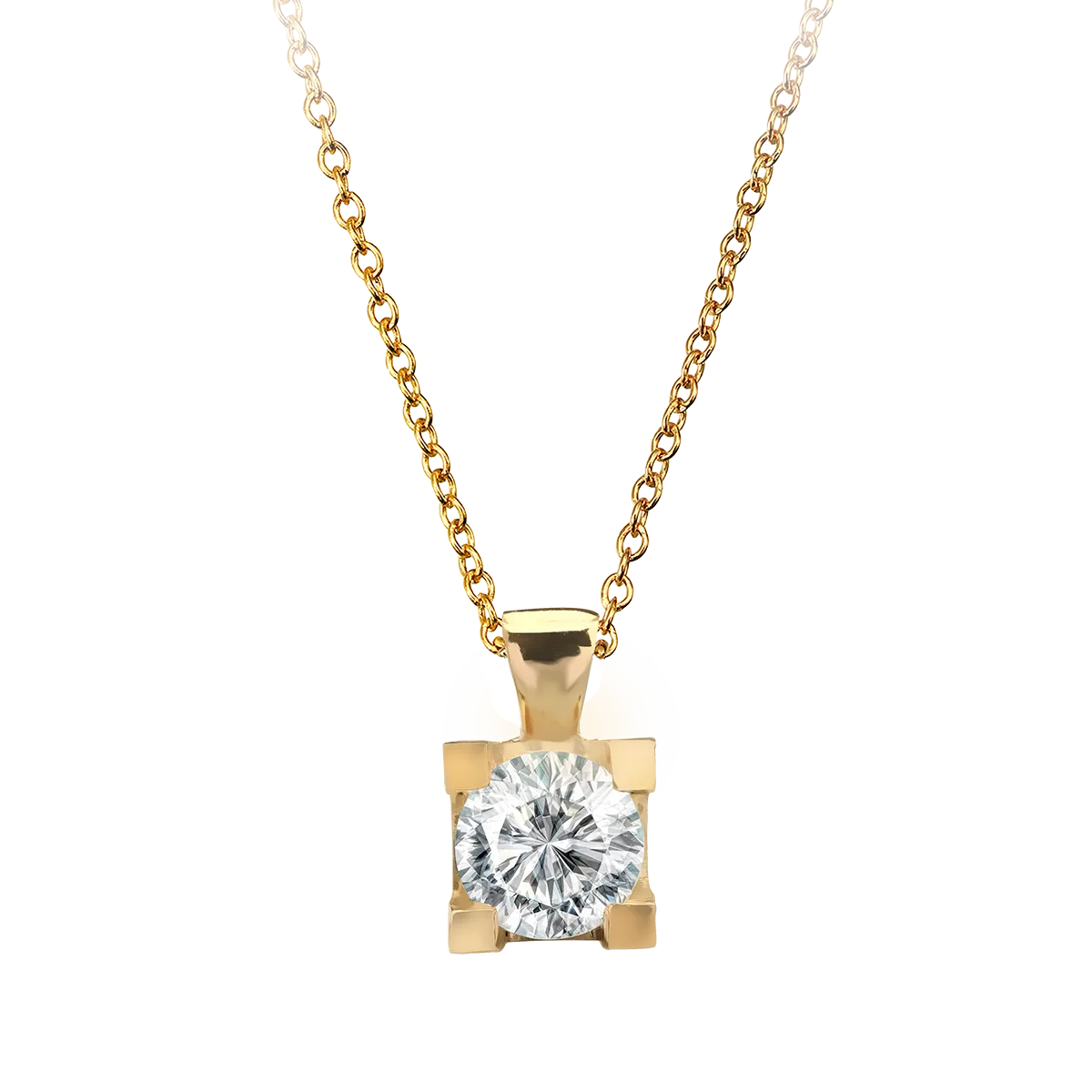 18K yellow gold pendant necklace with 0.38ct diamond