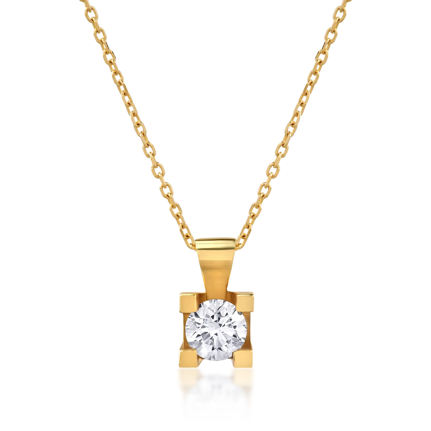 18K yellow gold pendant necklace with 0.4ct diamond