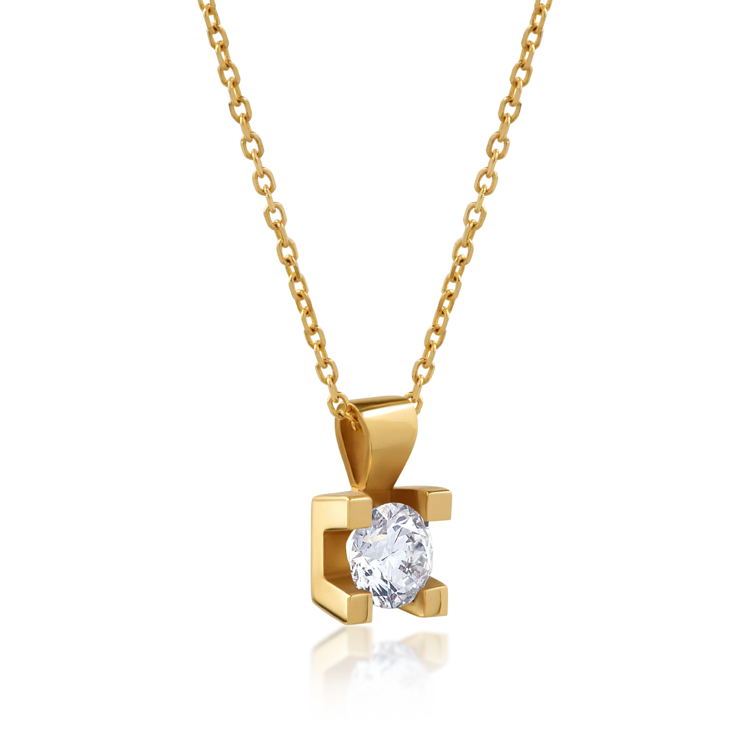 18K yellow gold pendant necklace with 0.4ct diamond