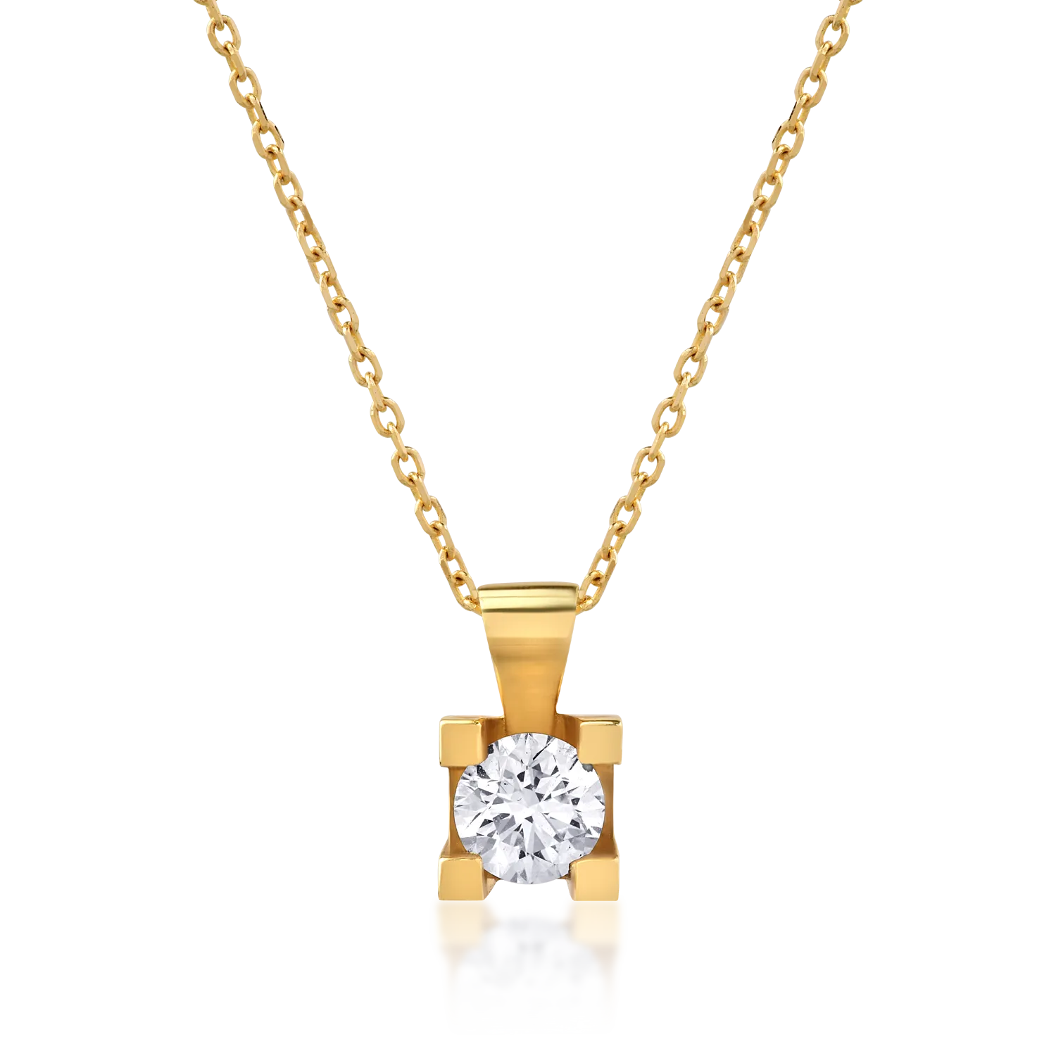 Teilor Lant cu pandantiv din aur galben cu diamant de 0.4ct