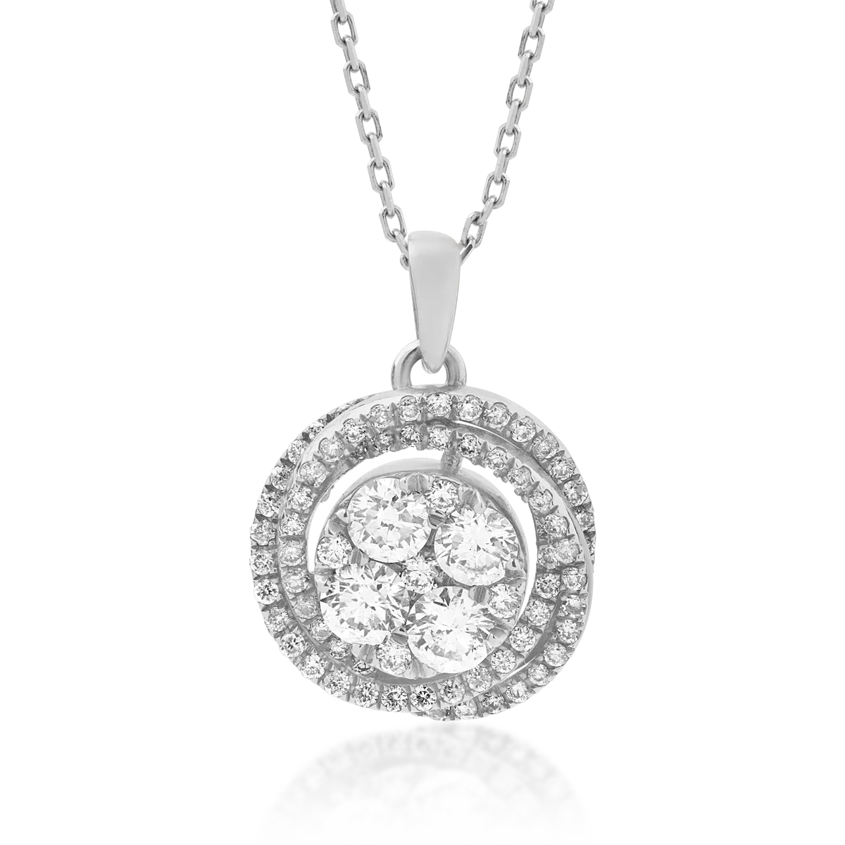 Lant cu pandantiv din aur alb cu diamante de 0.68ct