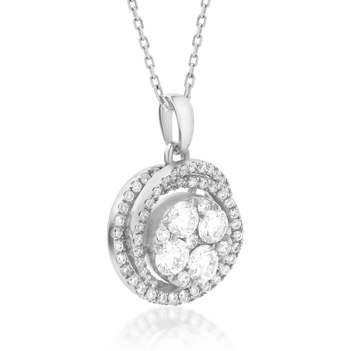 Lant cu pandantiv din aur alb cu diamante de 0.68ct