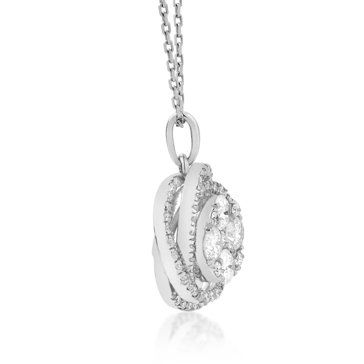 Lant cu pandantiv din aur alb cu diamante de 0.68ct