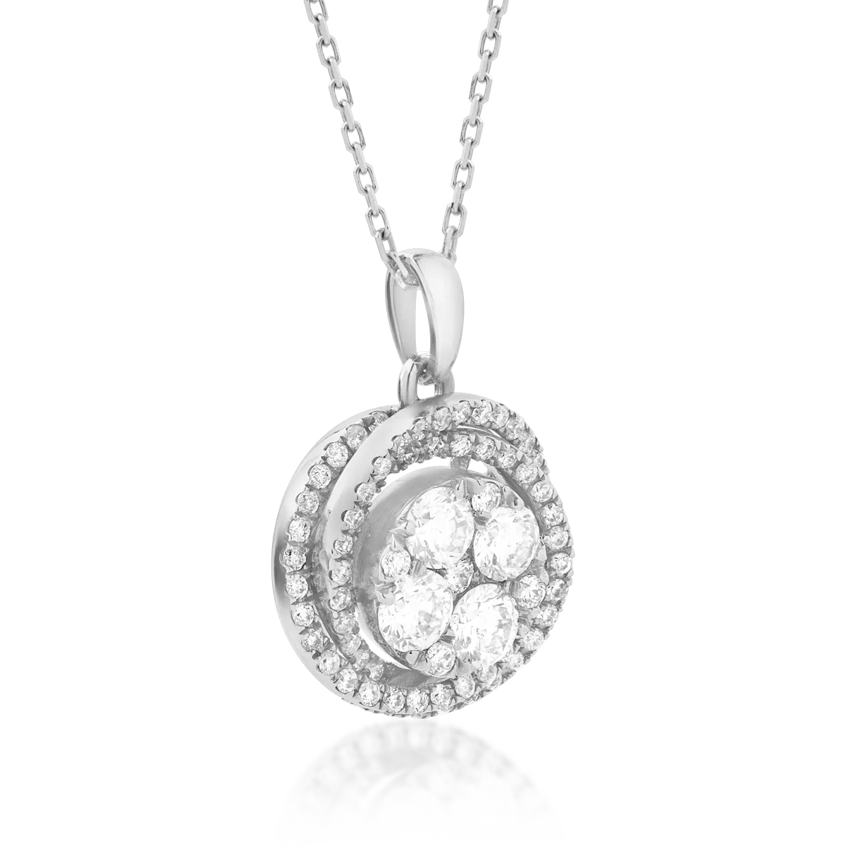 Lant cu pandantiv din aur alb de 18K cu diamante de 0.68ct