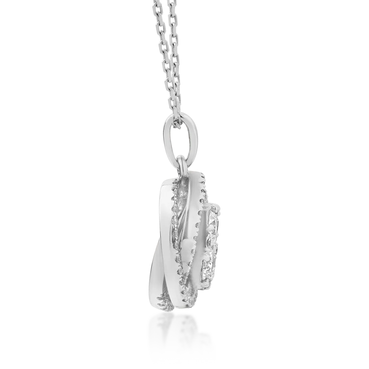 Lant cu pandantiv din aur alb de 18K cu diamante de 0.68ct