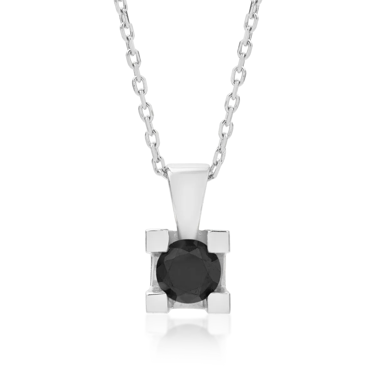 Lant cu pandantiv din aur alb de 18K cu diamant negru de 0.53ct