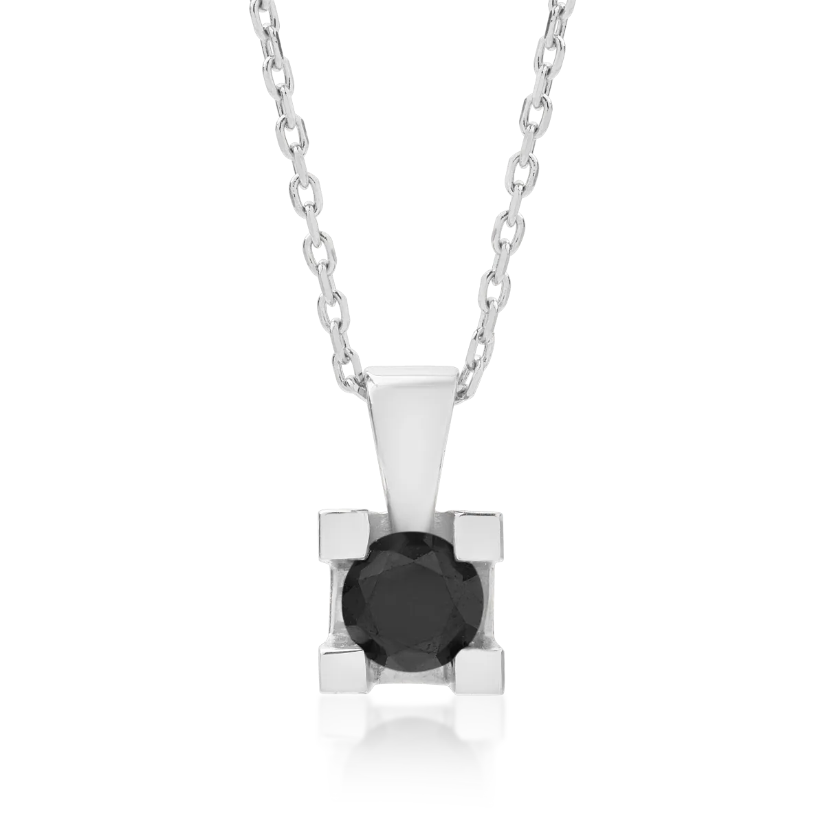 Lant cu pandantiv din aur alb de 18K cu diamant negru de 0.52ct