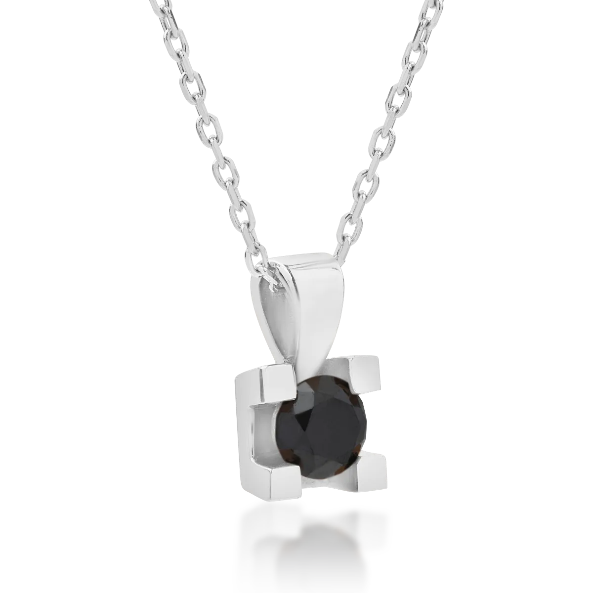 Lant cu pandantiv din aur alb de 18K cu diamant negru de 0.52ct