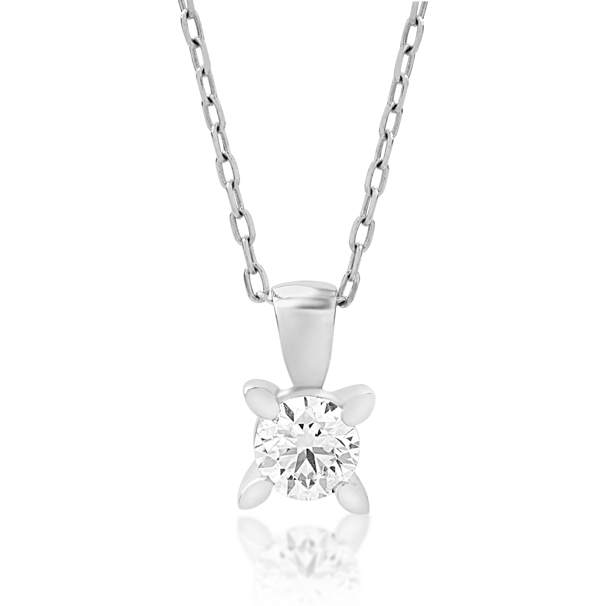 Lant cu pandantiv din aur alb de 18K cu diamant de 0.3ct