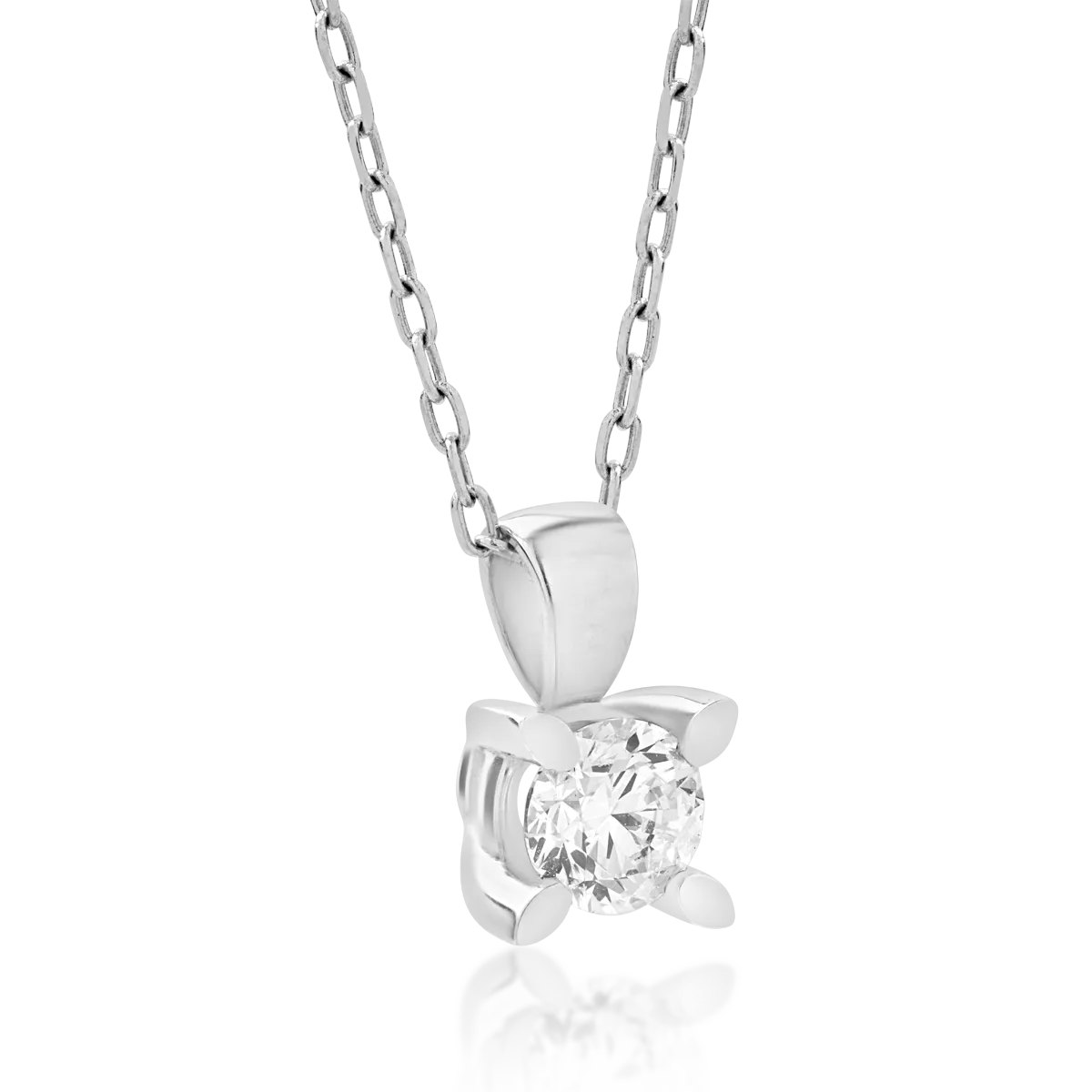 Lant cu pandantiv din aur alb de 18K cu diamant de 0.3ct