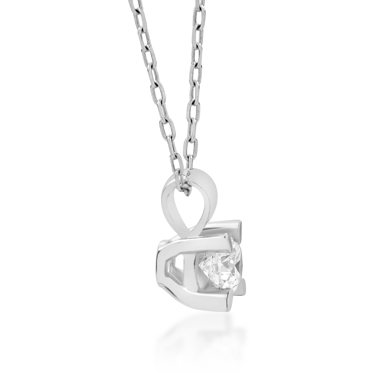 Lant cu pandantiv din aur alb de 18K cu diamant de 0.3ct