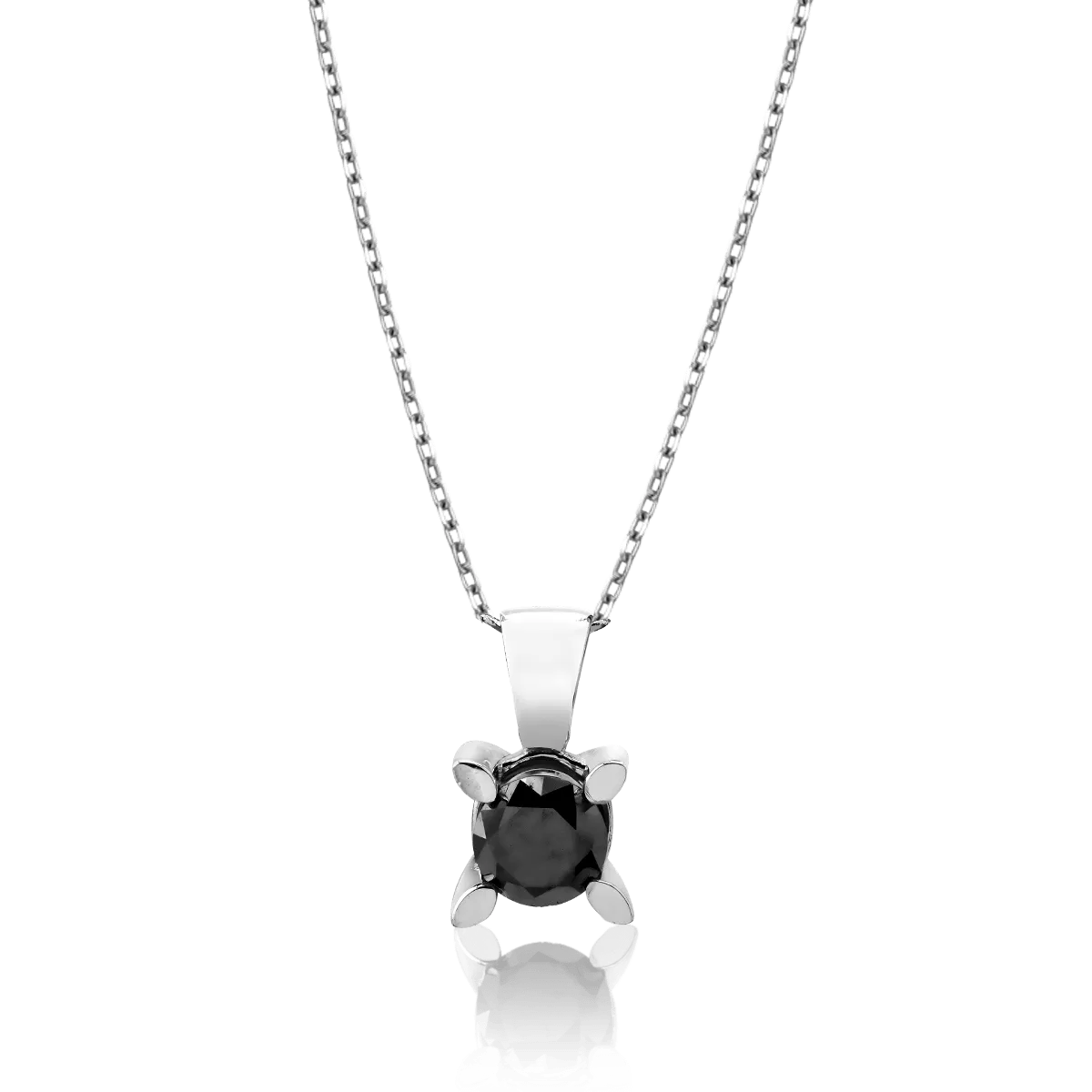 Lant cu pandantiv din aur alb de 18K cu diamant negru de 0.301ct