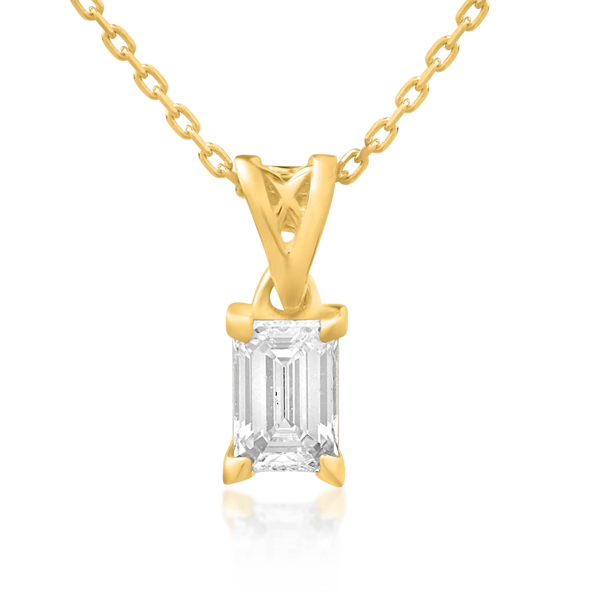 Lant cu pandantiv din aur galben cu diamant emerald de 0.3ct