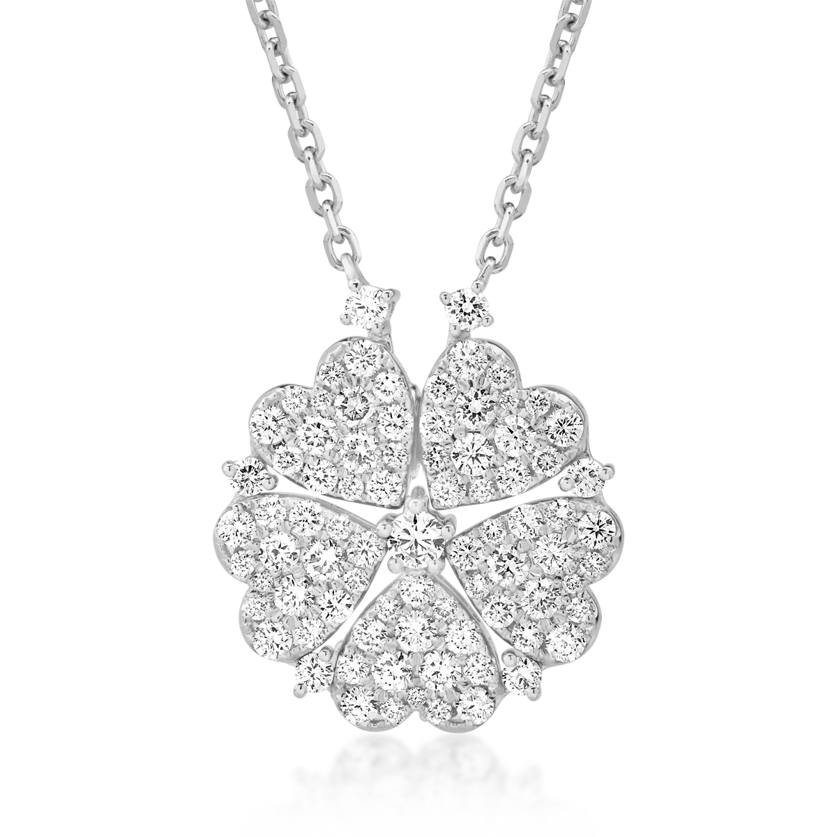 Lant cu pandantiv din aur alb cu diamant de 0.09ct si diamante de 1.72ct