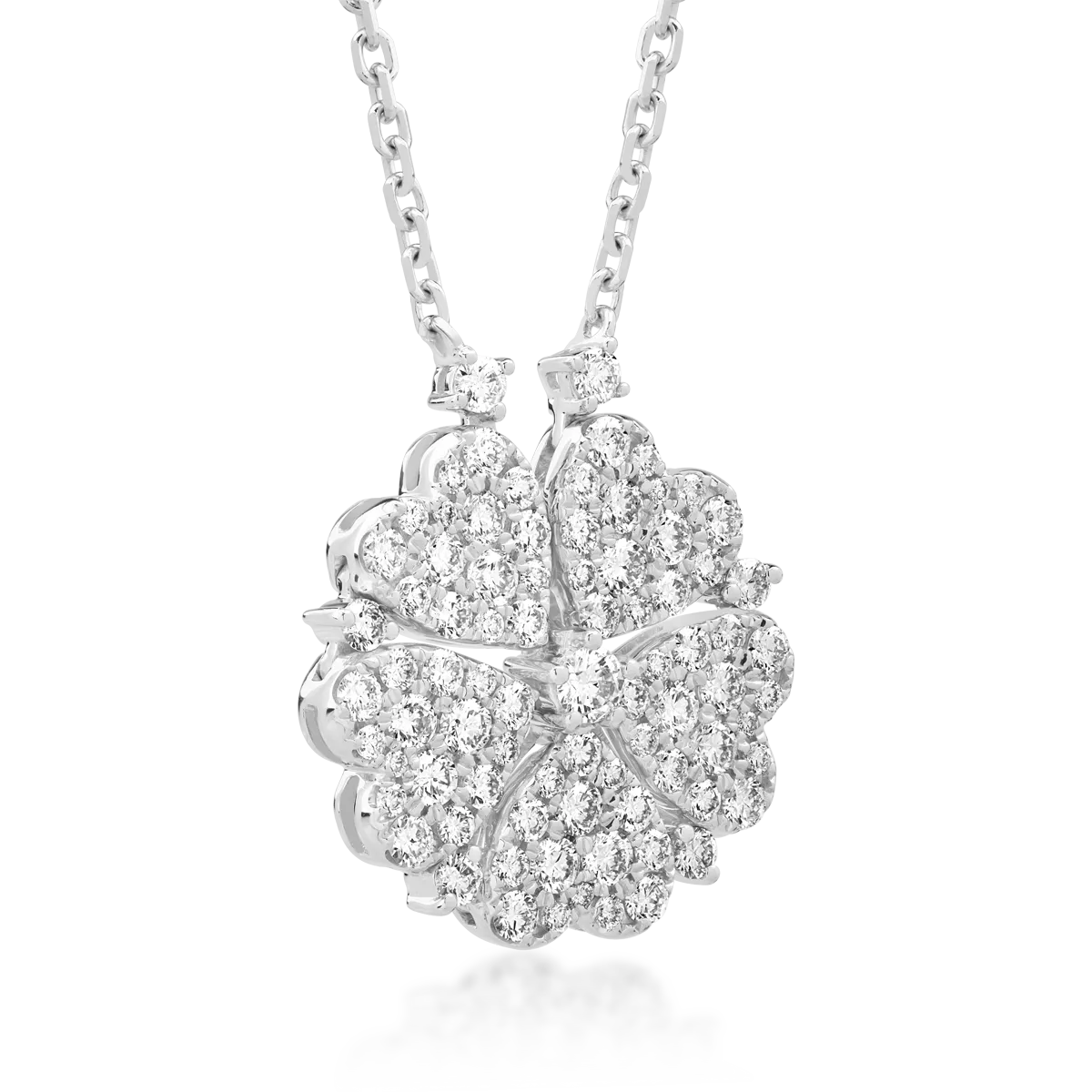 Lant cu pandantiv din aur alb de 18K cu diamant de 0.09ct si diamante de 1.72ct
