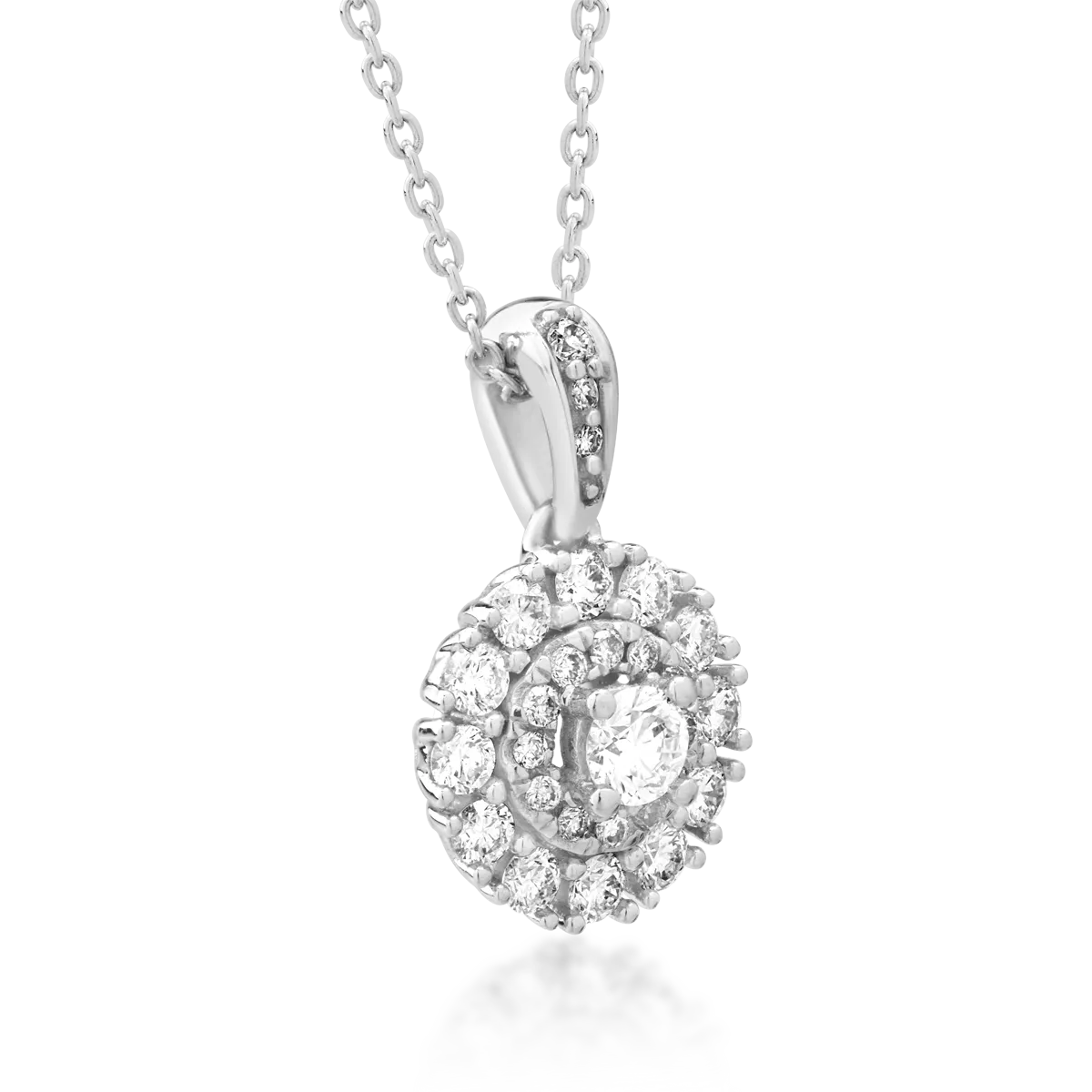 18K white gold pendant chain with 0.056ct diamond and 0.192ct diamonds