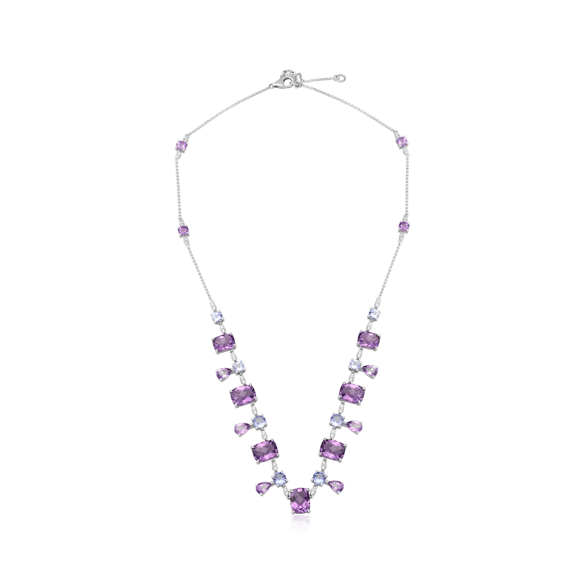 Teilor Colier din aur alb cu pietre pretioase si semipretioase de 20.71ct