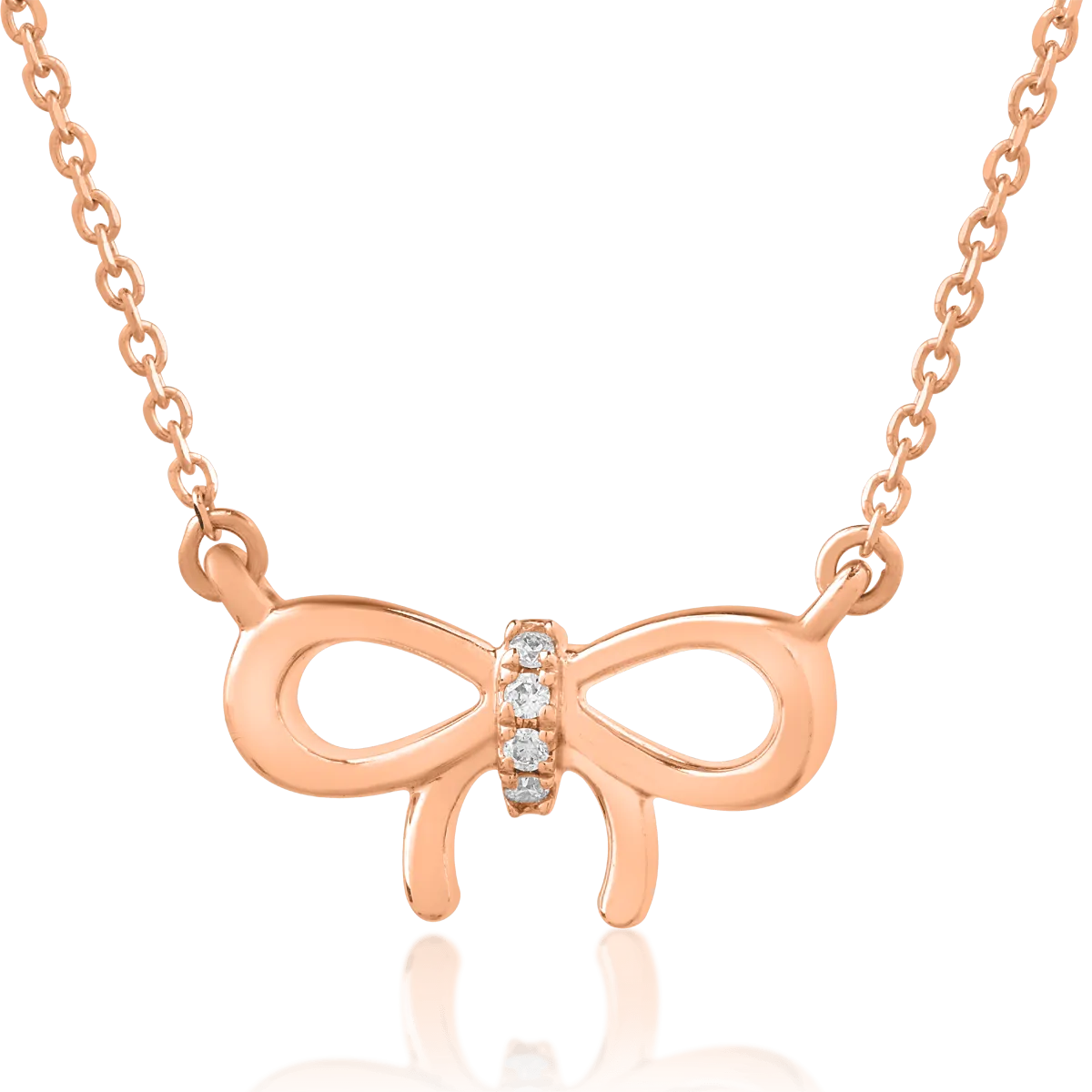 18K rose gold knot pendant necklace with 0.01ct diamonds