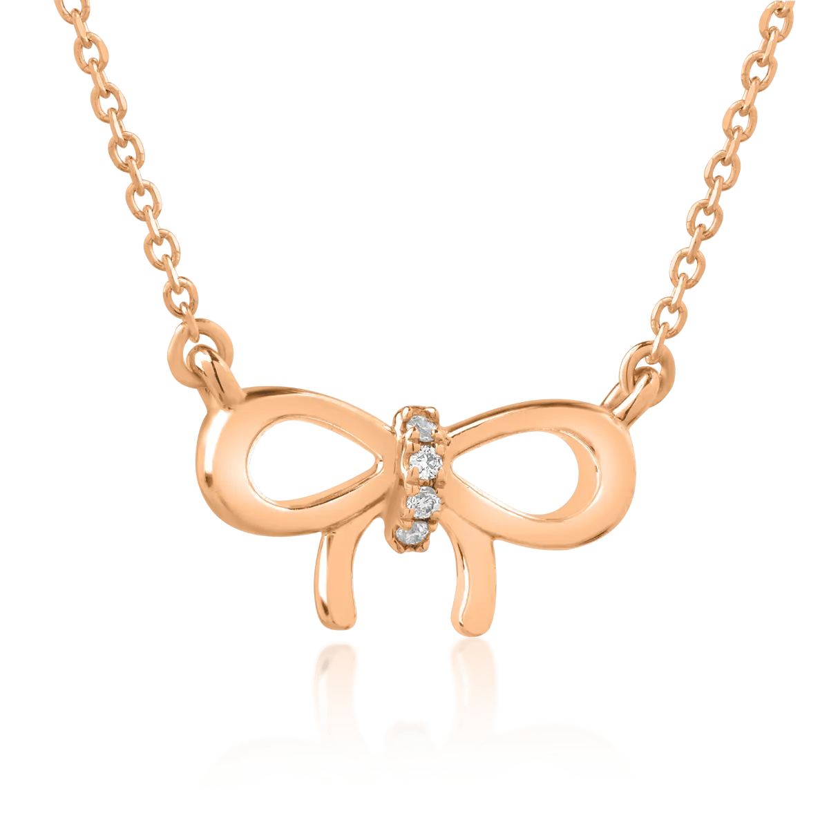 18K rose gold knot pendant necklace with 0.01ct diamonds