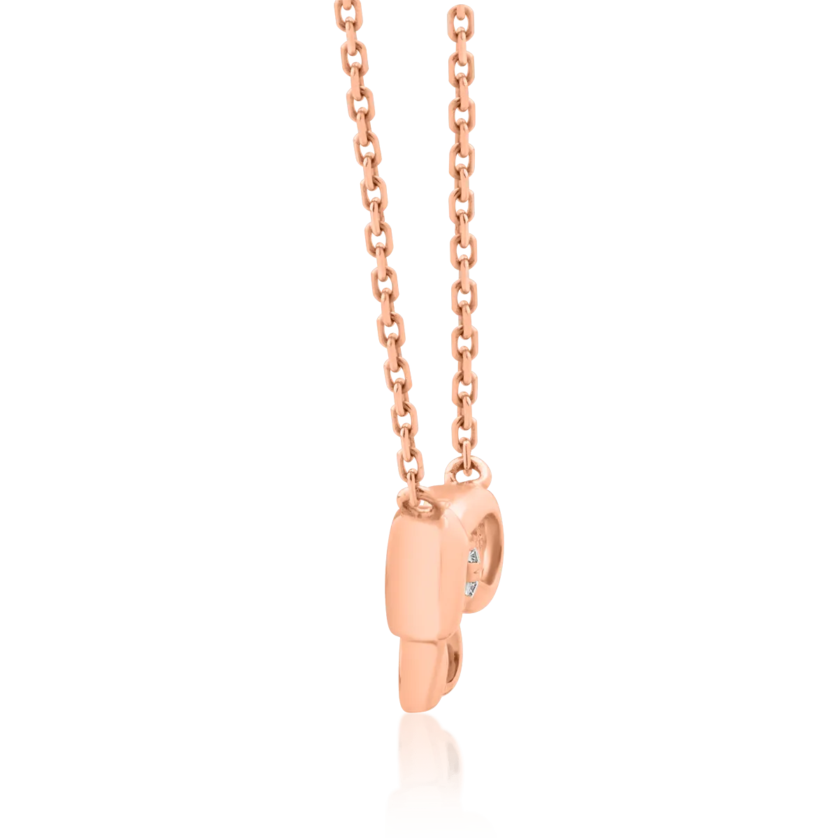 18K rose gold knot pendant necklace with 0.01ct diamonds