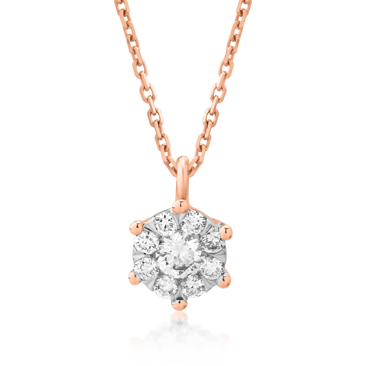 18K rose gold pendant chain with 0.17ct diamonds