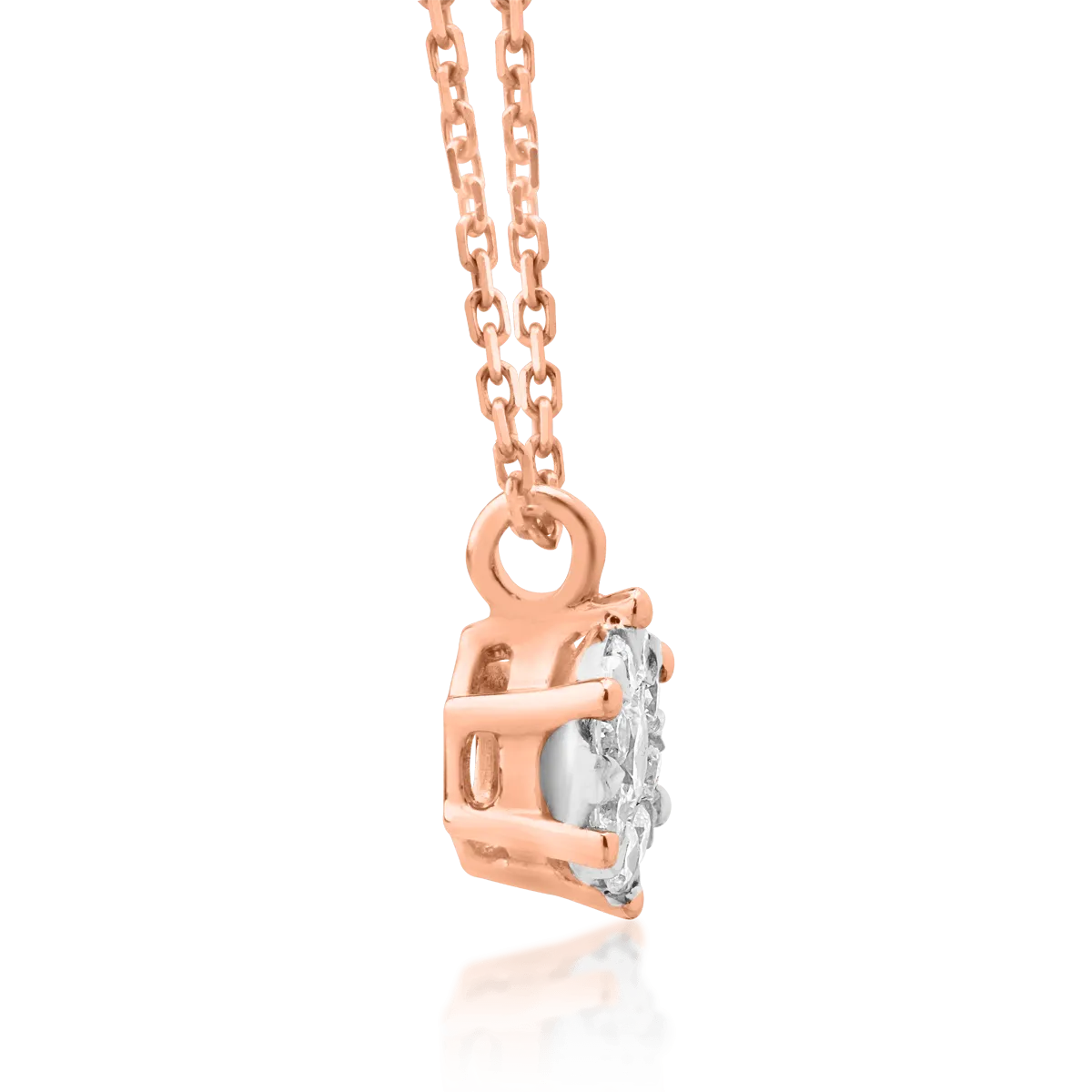 18K rose gold pendant chain with 0.17ct diamonds