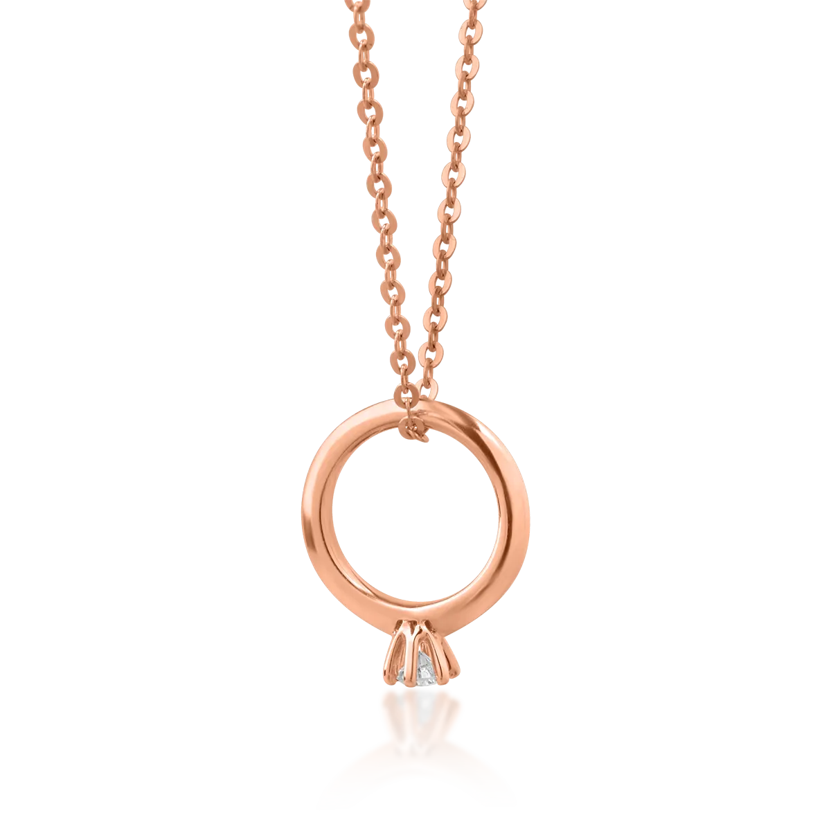 18K rose gold ring pendant necklace with 0.053ct diamond