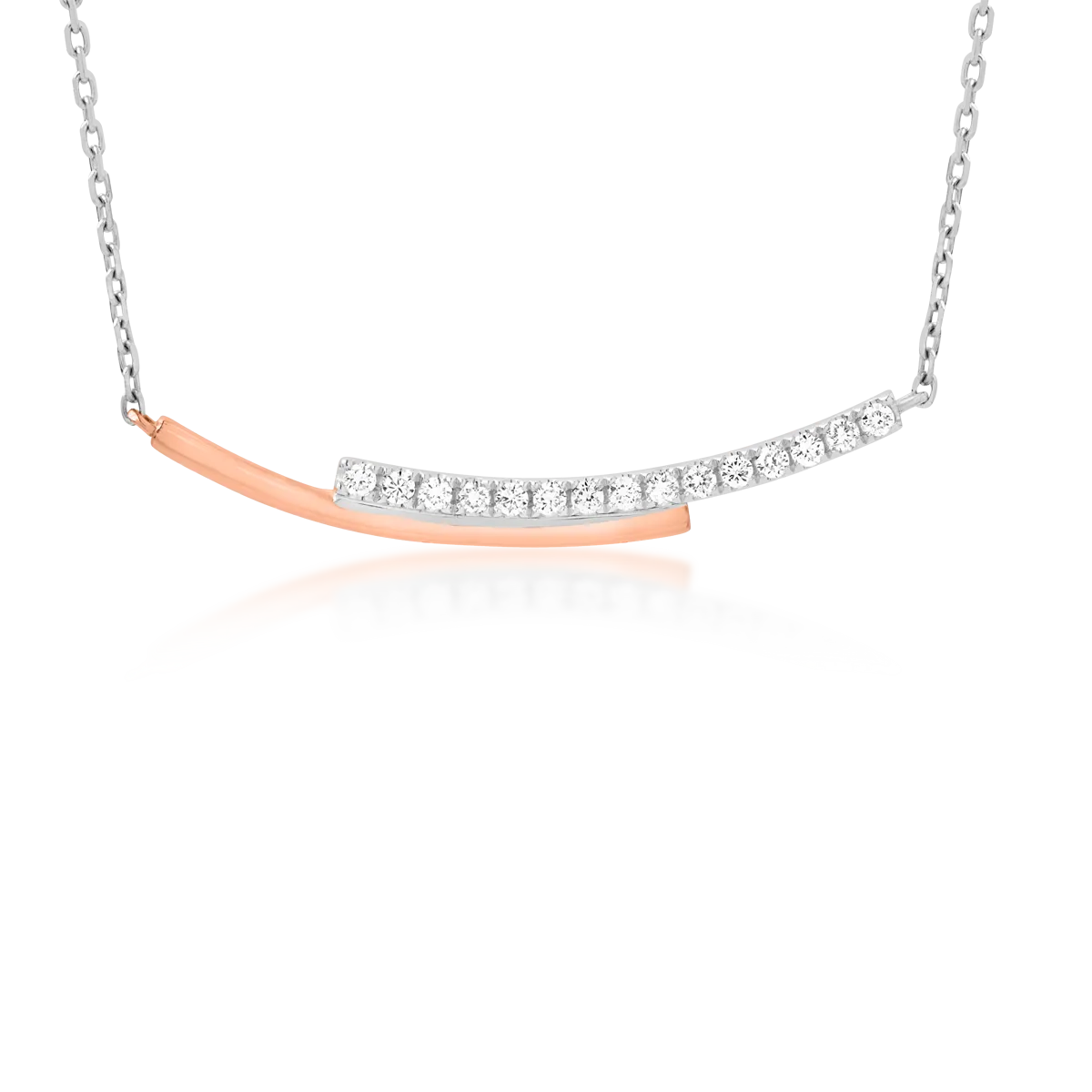 18K white-rose gold necklace with 0.13ct diamonds