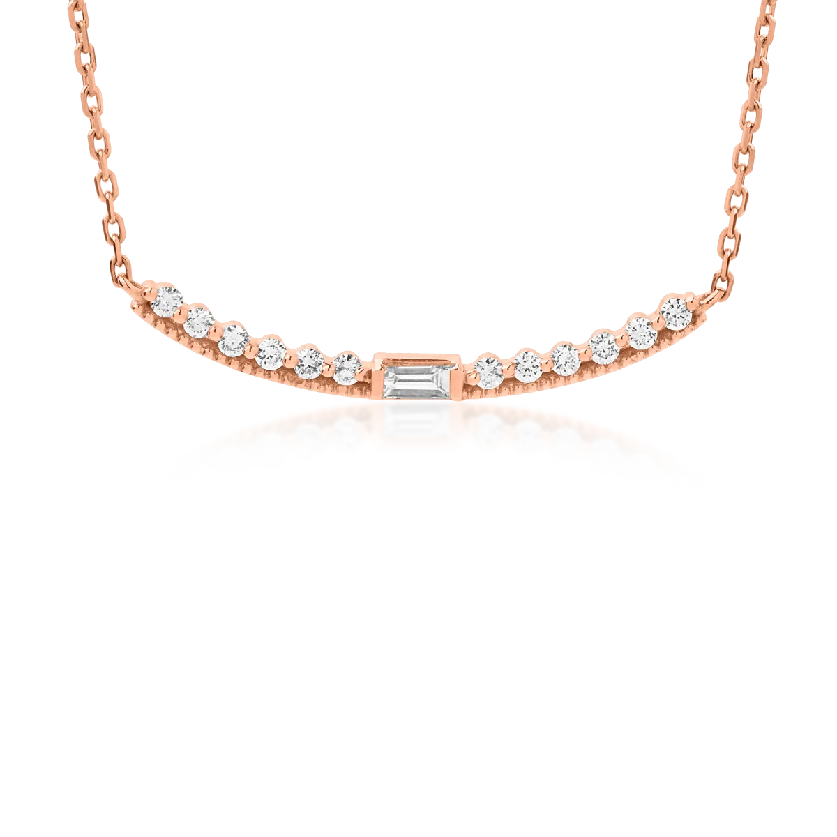 18K rose gold necklace with 0.174ct diamonds