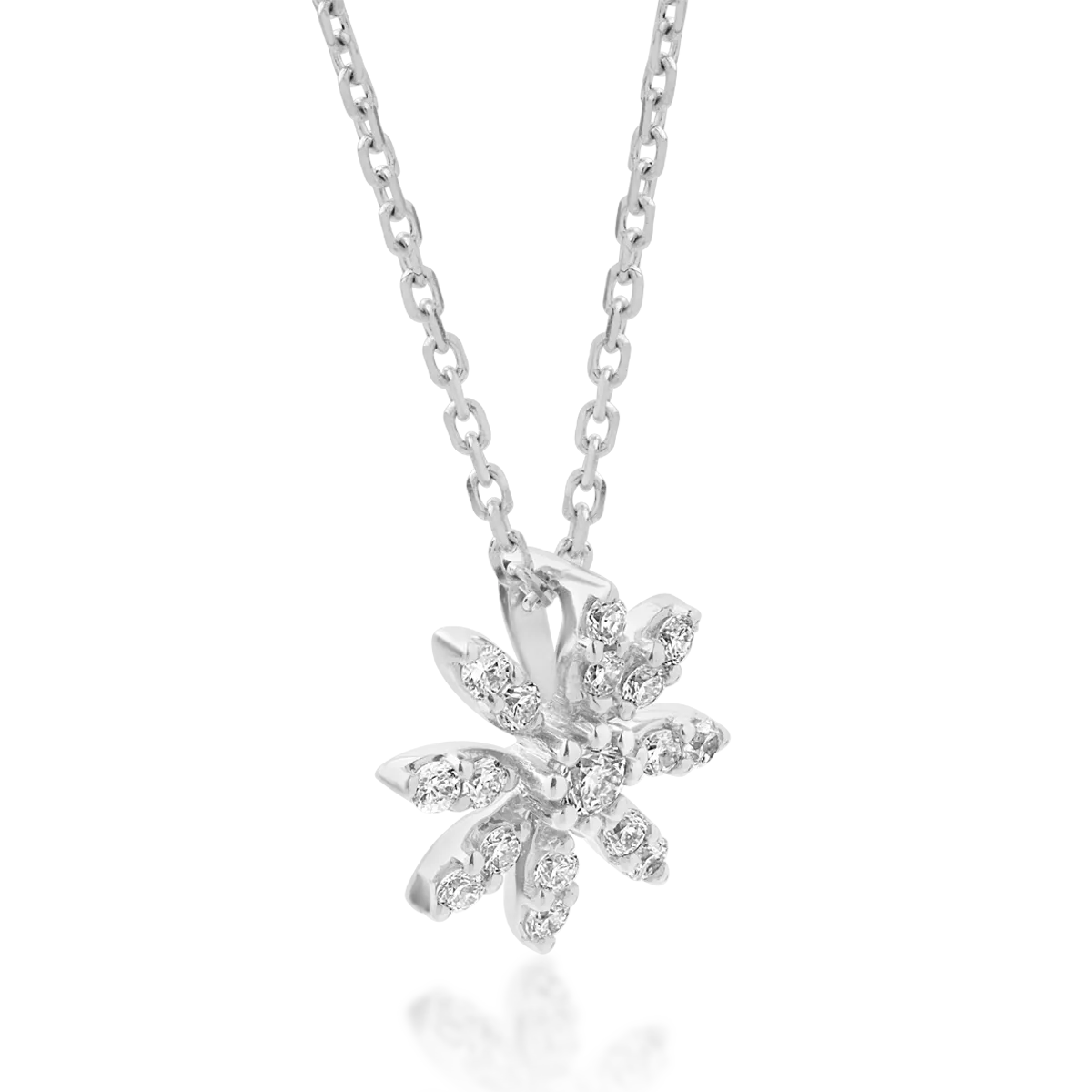 18K white gold flower pendant necklace with 0.01ct diamond and 0.06ct diamonds