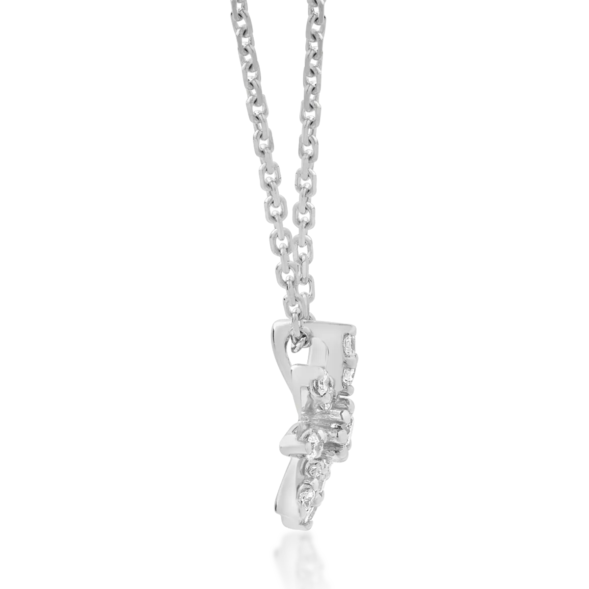 18K white gold flower pendant necklace with 0.01ct diamond and 0.06ct diamonds