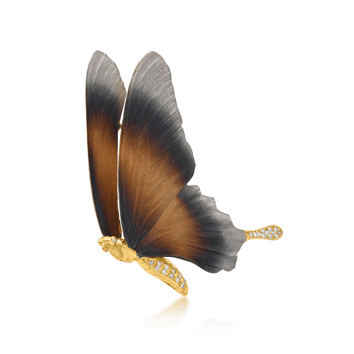 Висулка пеперуда от жълто злато 18К с диаманти 0.17гкт