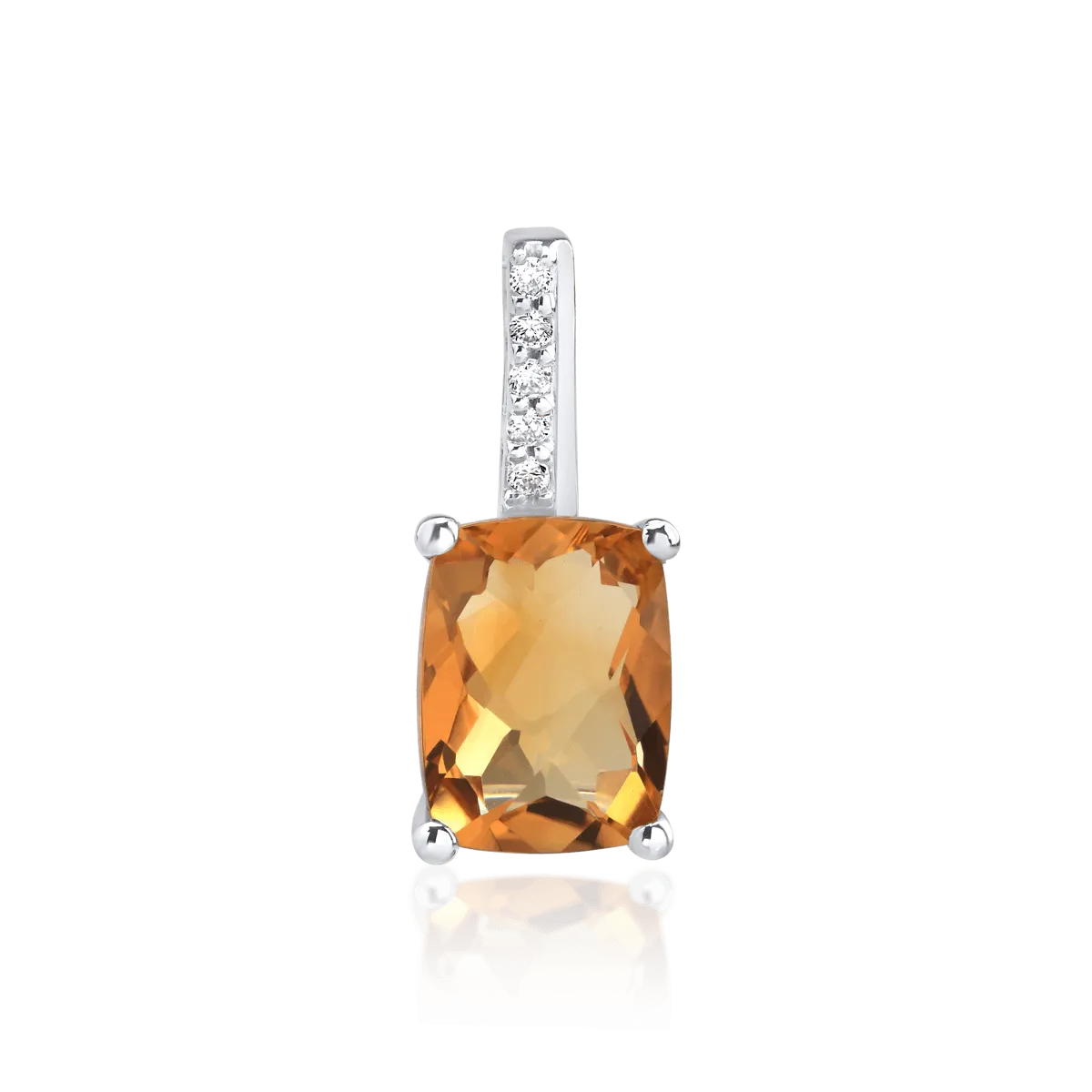 14K white gold pendant with 0.324ct citrine and 0.028ct diamonds