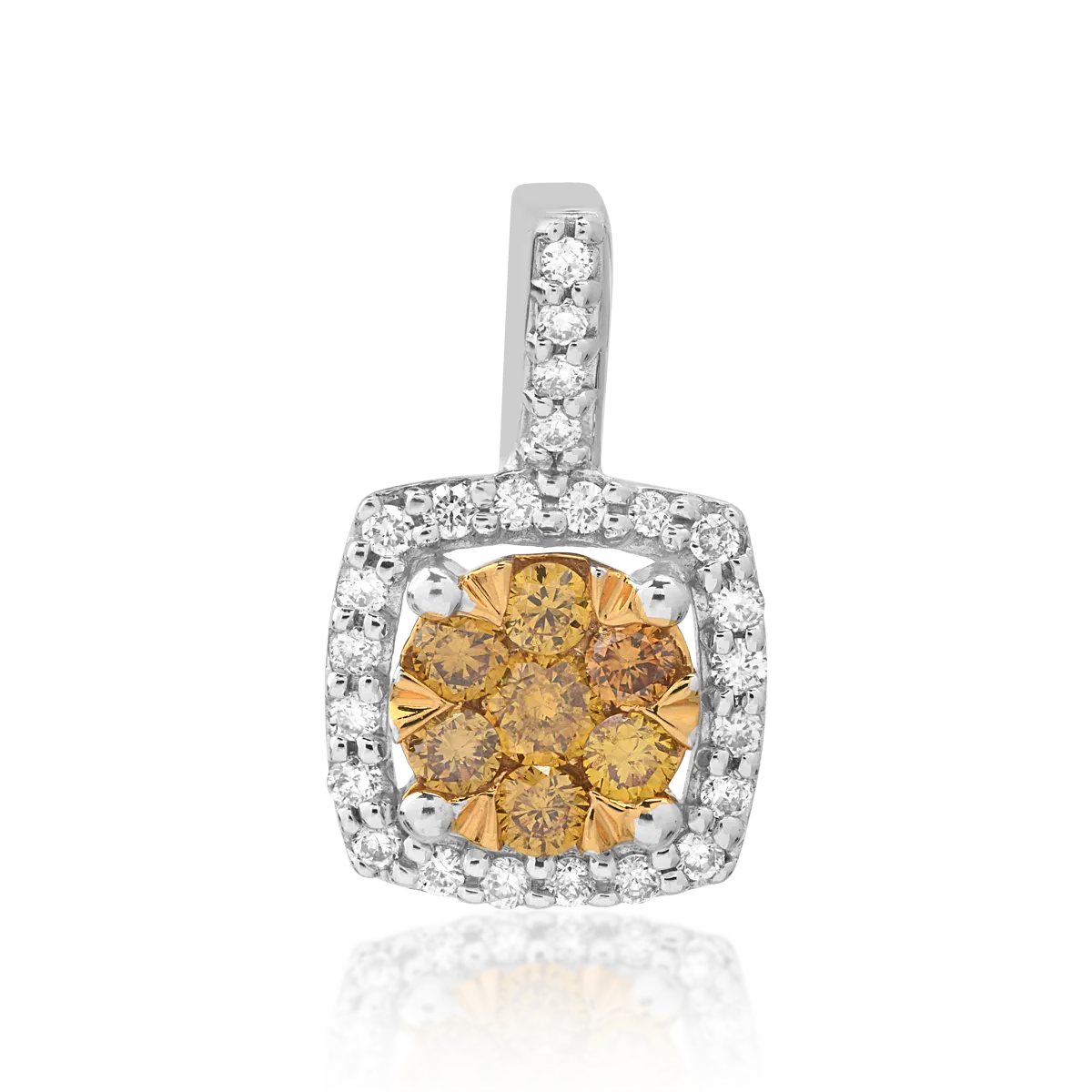 Pandantiv din aur alb-galben de 14K cu fancy diamonds de 0.161ct si diamante de 0.086ct-118063