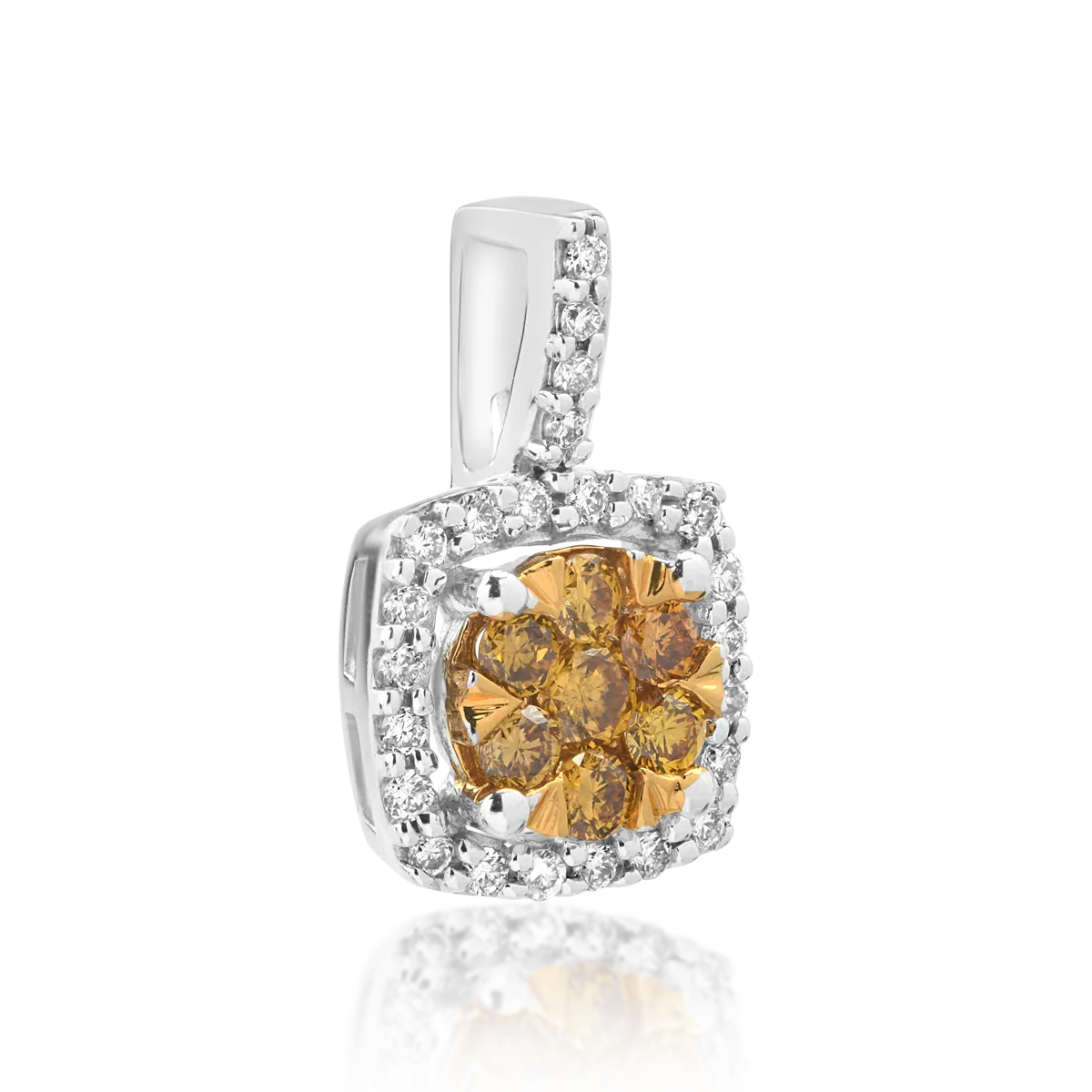 Pandantiv din aur alb-galben cu fancy diamonds de 0.161ct si diamante de 0.086ct