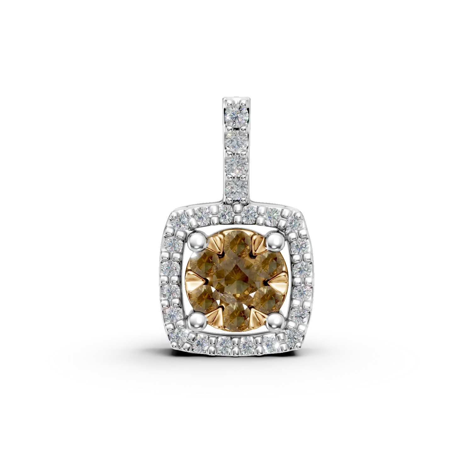 Pandantiv din aur alb-galben cu fancy diamonds de 0.161ct si diamante de 0.086ct