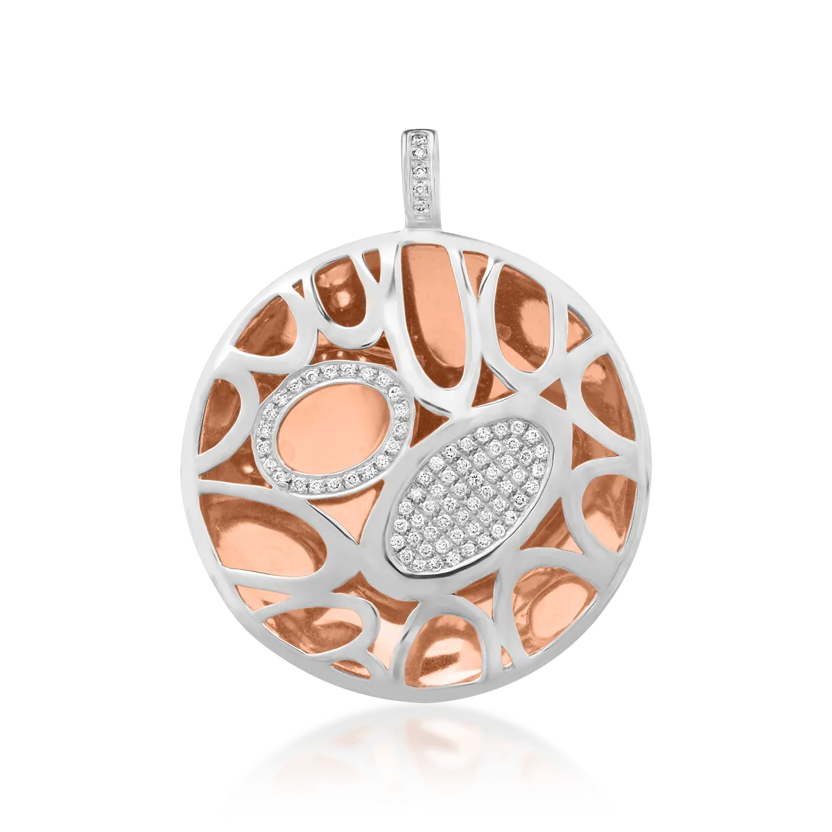 Pandantiv din aur alb-roz de 18K cu diamante de 0.449ct
