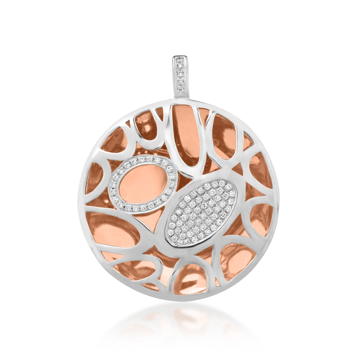 Pandantiv din aur alb-roz cu diamante de 0.449ct