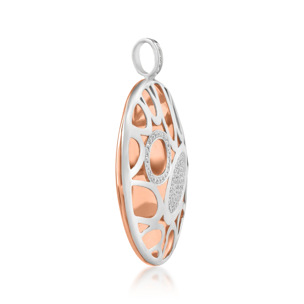 Pandantiv din aur alb-roz de 18K cu diamante de 0.449ct
