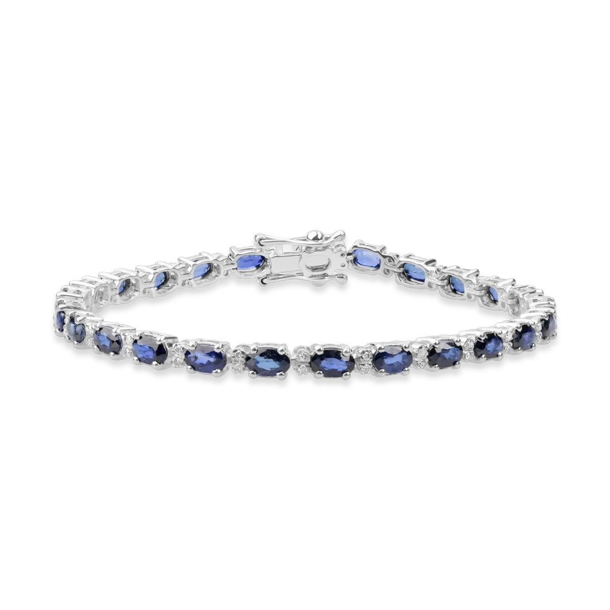 18K white gold tennis bracelet with 7.71ct sapphires and 0.27ct diamonds