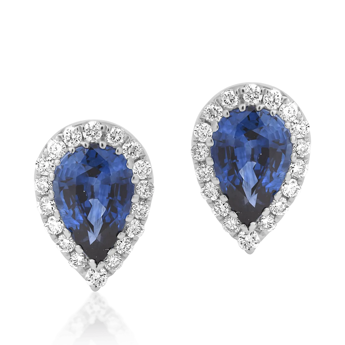 Cercei din aur alb de 18K cu safire de 0.88ct si diamante de 0.15ct-118082